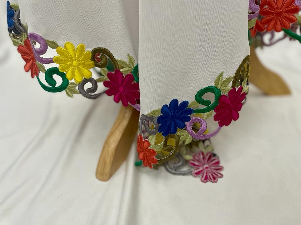 colorful embroidery white Dress