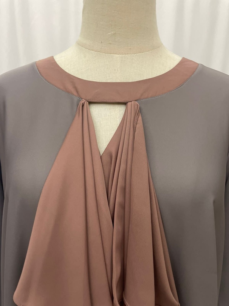 Closed two colors ruffles Abaya