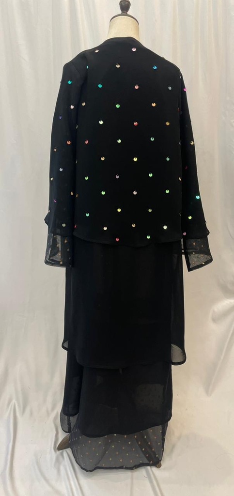 Sheer colorful beads black Abaya