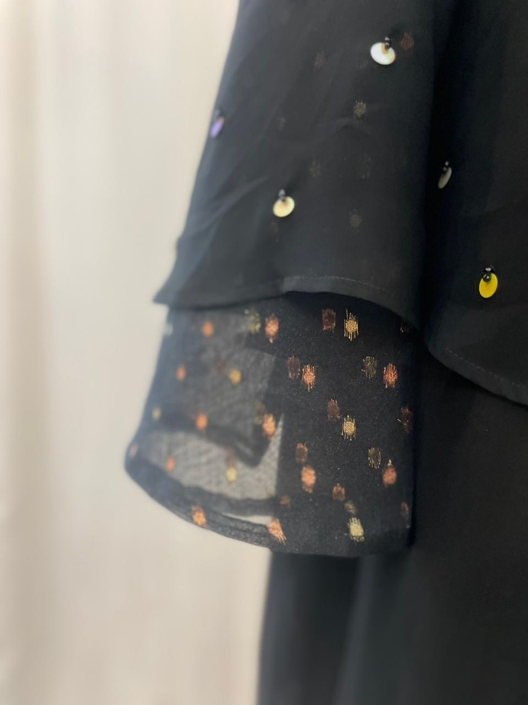 Sheer colorful beads black Abaya