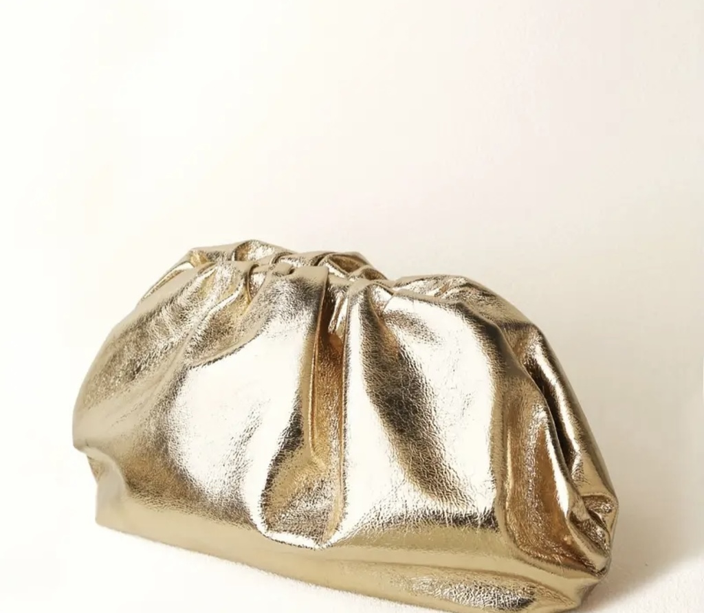 Golden Rushed Design Clutch 