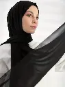 Black Solid Color Chiffon Hijab, Elegant Scarf, Windproof Sunscreen Shawl Head Wrap For Women