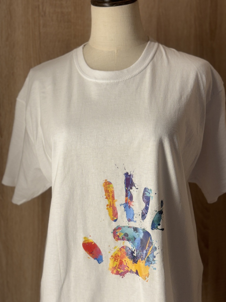 Colorful hand print T shirt