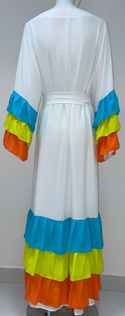 Layered Colorful Ruffles Dress  