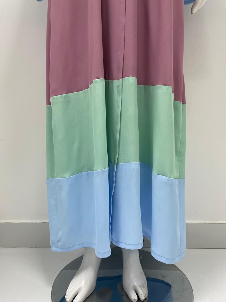   Chic Flared Sleeve Colorful Abaya 