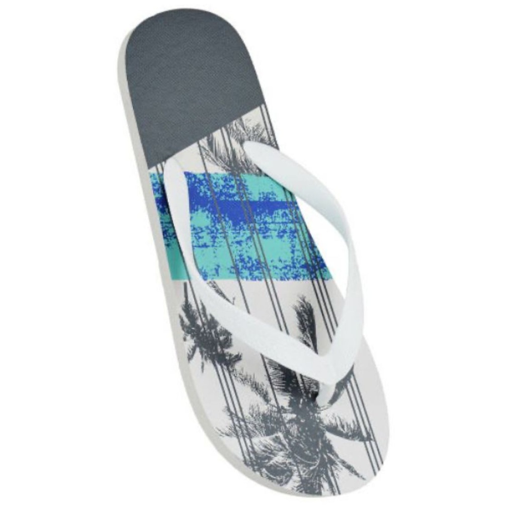 Men Palm Tree Print Flip Flop White Slipper