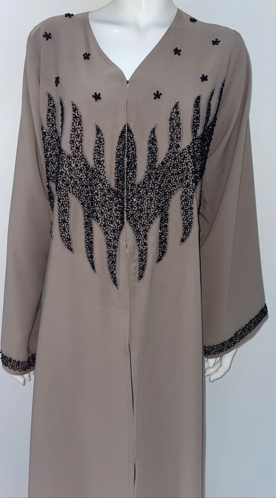 Abaya With Beaded Embroidered Design