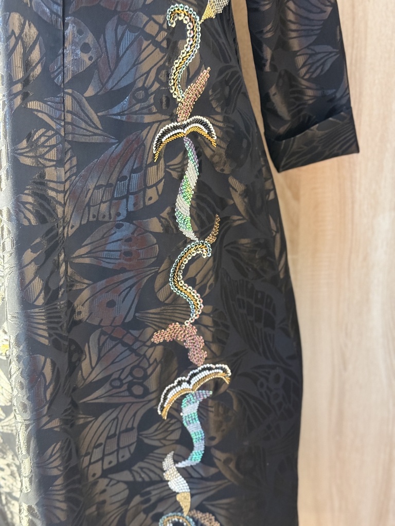 Shiny hand beaded black Abaya