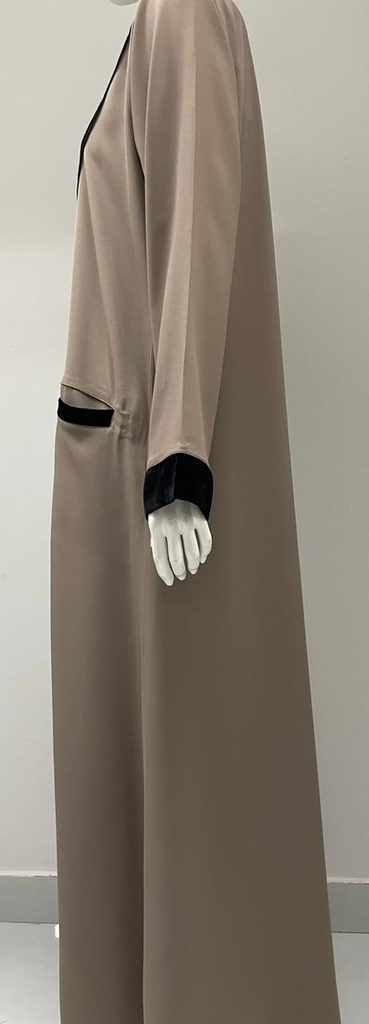 Khaki Simple Abaya With Two Pocket Front Design