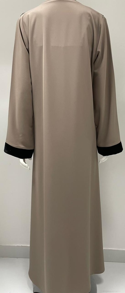 Khaki Simple Abaya With Two Pocket Front Design