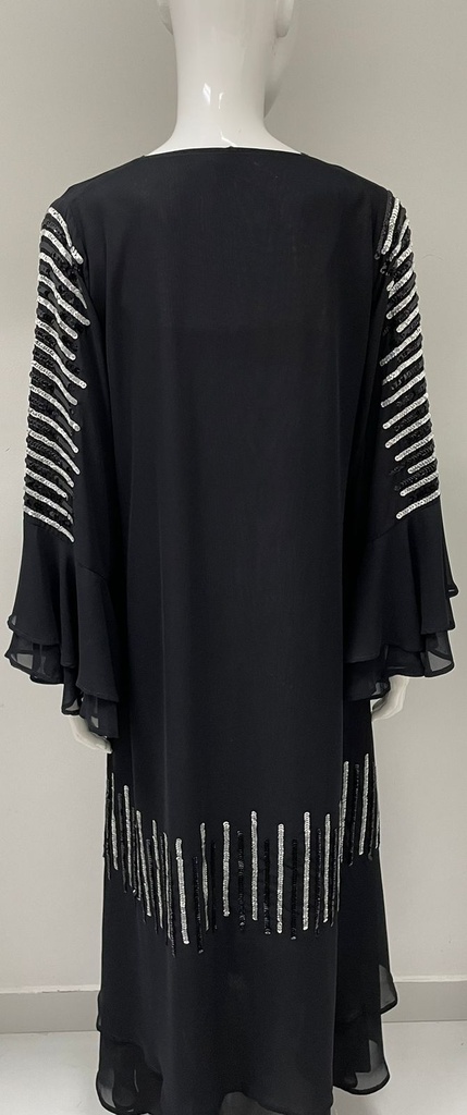Black Abaya With Ruffles And Embellished Design