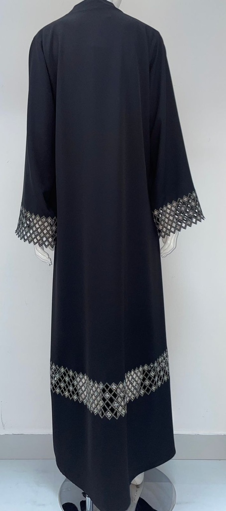 Black Abaya With Golden Embroidery Flower Design