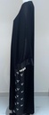 Elegant Abaya With Beaded White Flower Design