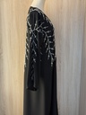 Sliver leaves hand beaded black abaya