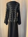 Sliver leaves hand beaded black abaya