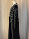 Sliver leaves hand beaded black abaya