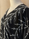 Sliver leaves hand beaded black abaya