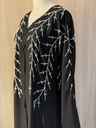 Sliver leaves hand beaded black abaya