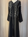 Sliver leaves hand beaded black abaya
