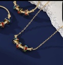 Colored stones golden jewelary set