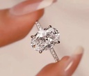 Exquisite oval shaped sliver plated zircon ring 