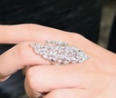 White zircon statement adjustable ring  
