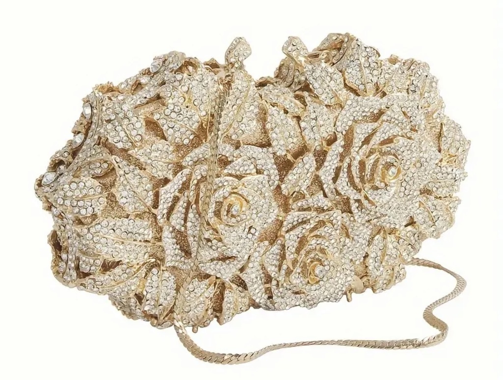 Golden roses stones encrusted Clutch 