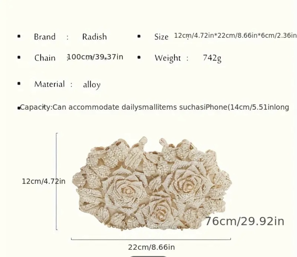 Golden roses stones encrusted Clutch 