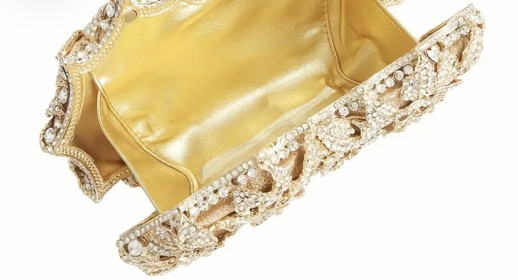 Golden roses stones encrusted Clutch 