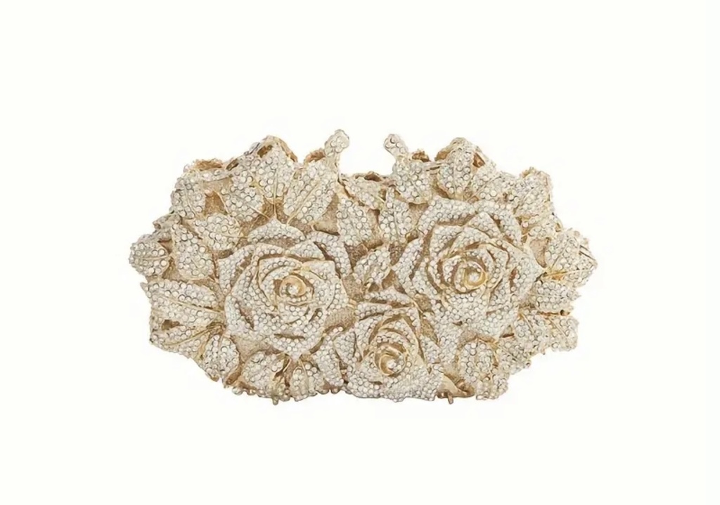 Golden roses stones encrusted Clutch 