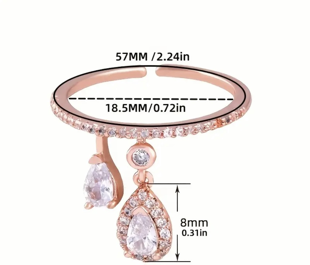Droplet sliver plated zircon ring