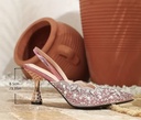 Pink Rhinestone pointed toe high heels  
