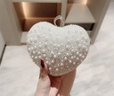 Glamour white pearly heart shape chain clutch  