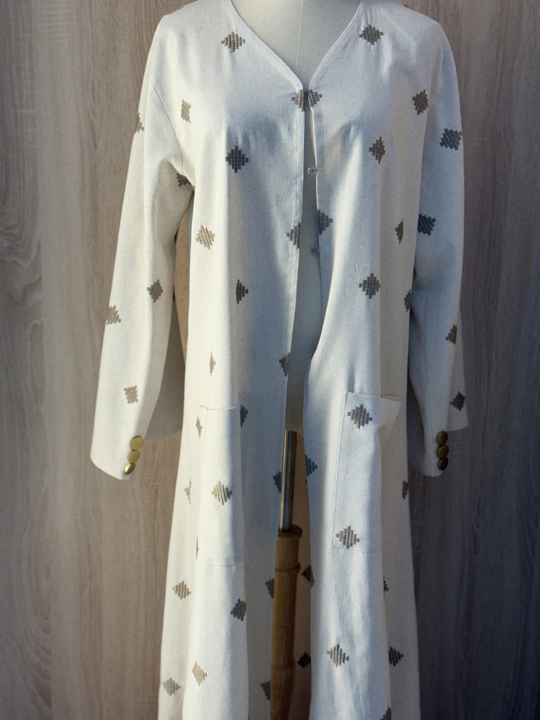 Linen embroidered Abaya & bag