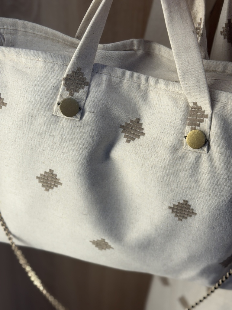 Linen embroidered Abaya & bag