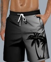 Men's palm tree black Print Beach Shorts 