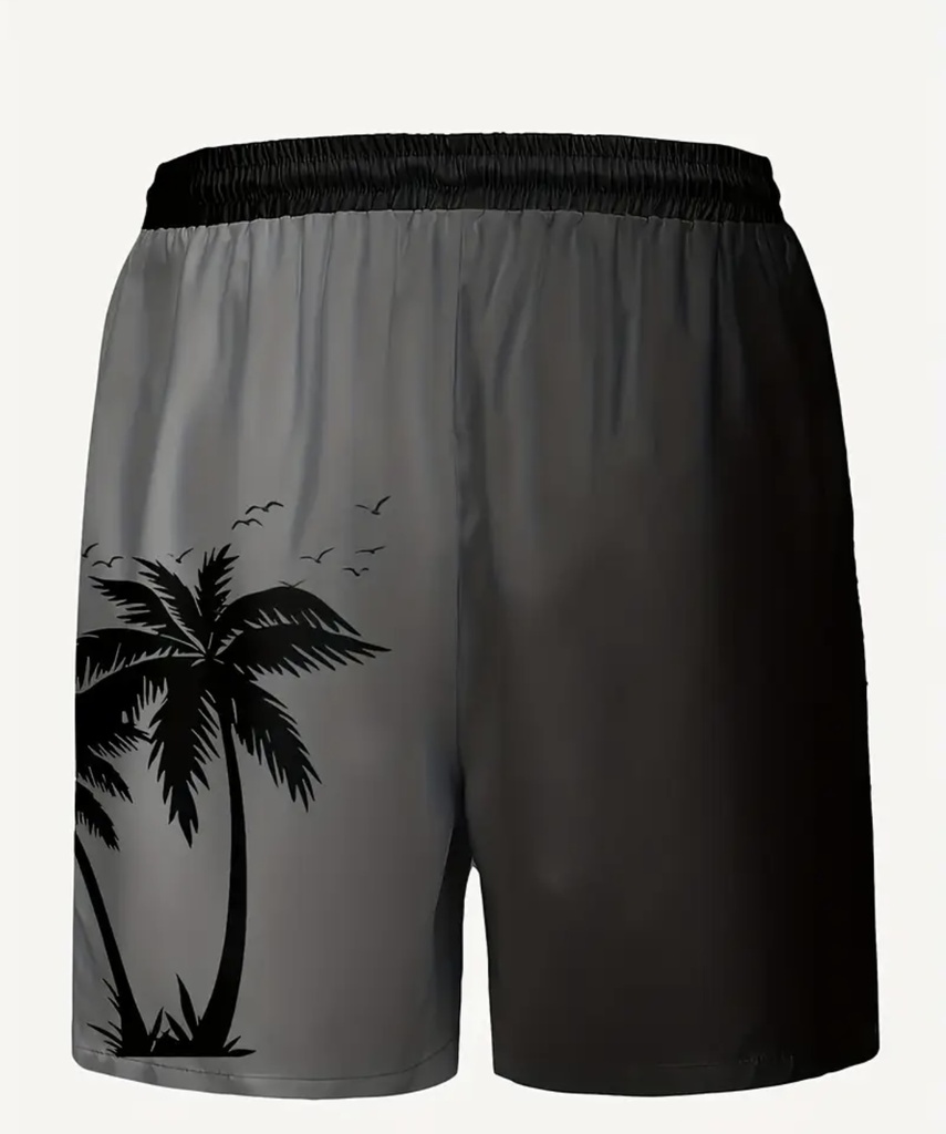 Men's palm tree black Print Beach Shorts 