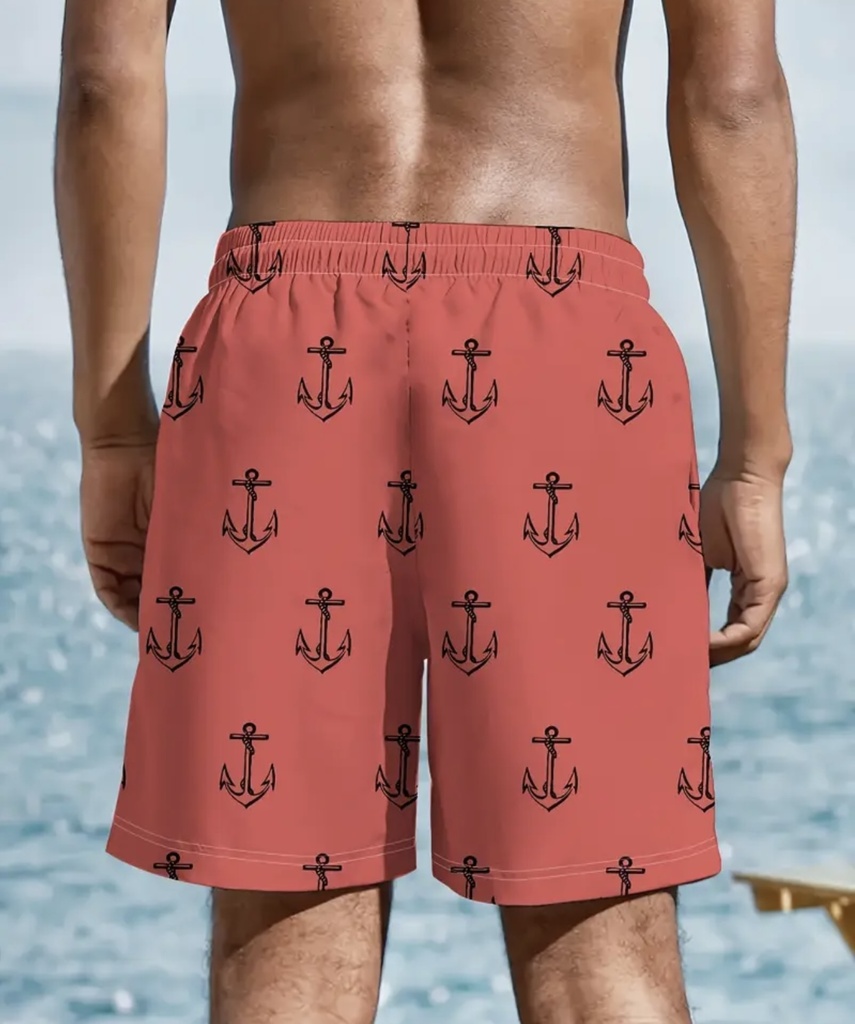 Men's anchor Red beach Shorts  