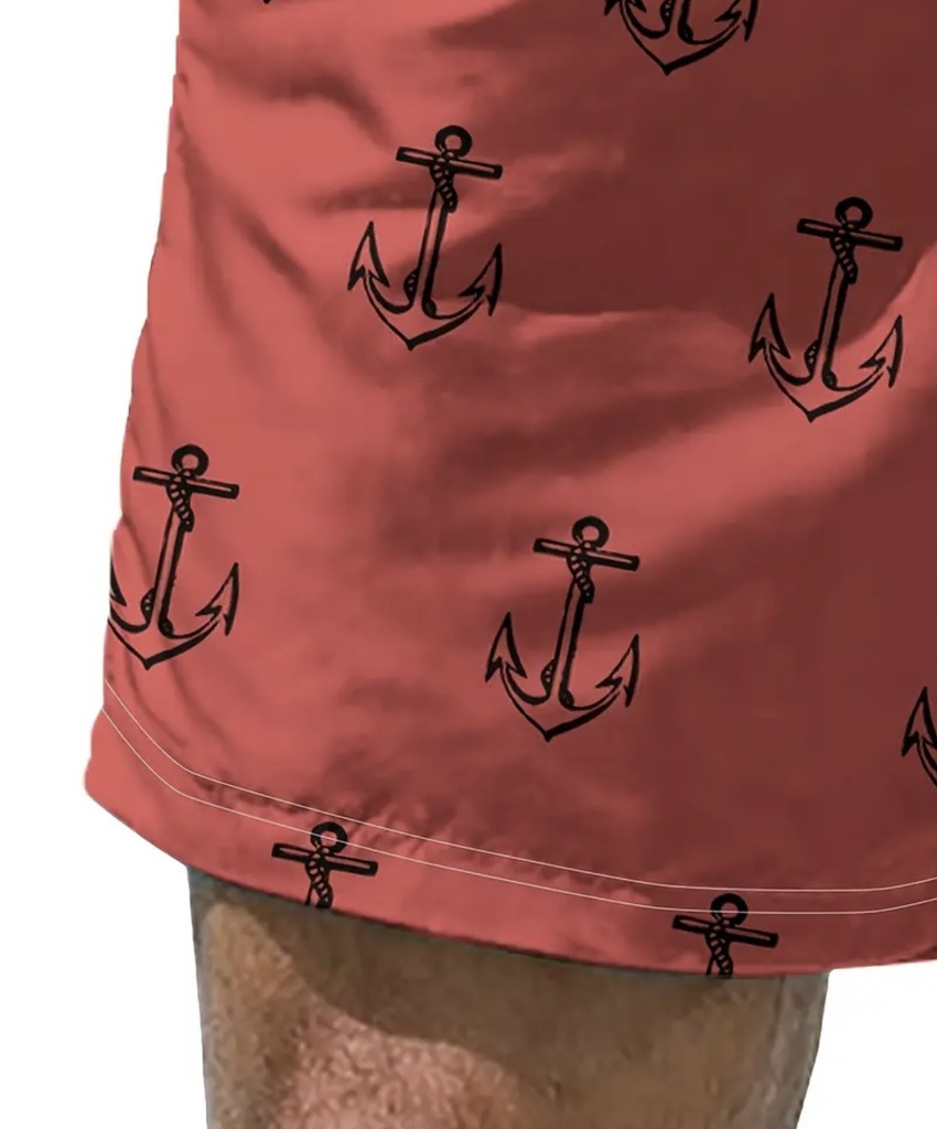 Men's anchor Red beach Shorts  