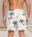 Men's palm tree White Print Beach Shorts  