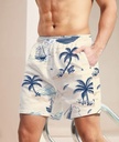 Men's palm tree White Print Beach Shorts  