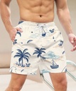 Men's palm tree White Print Beach Shorts  