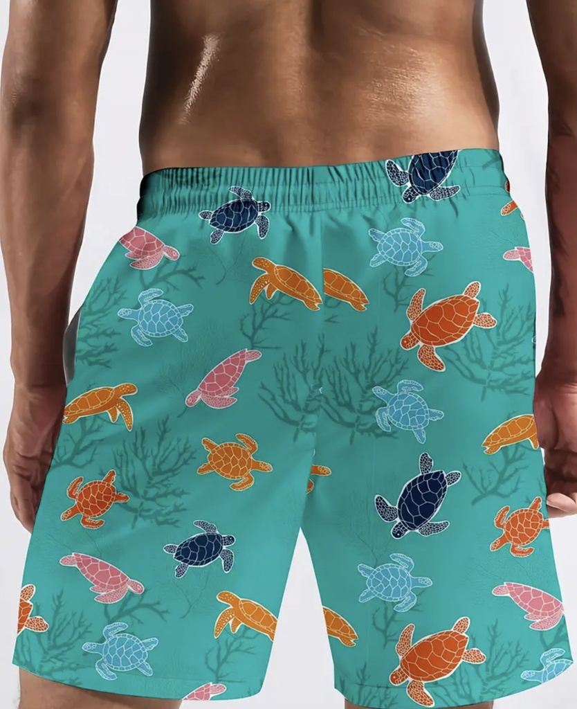 Men's Turtles Blue & Orange double layer beach Shorts   