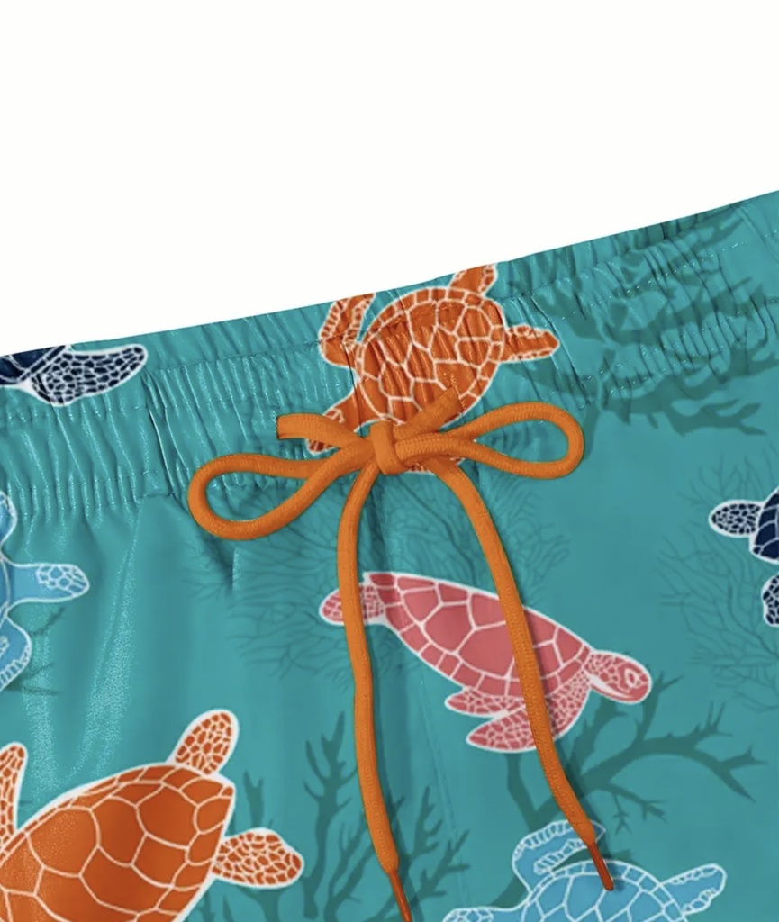 Men's Turtles Blue & Orange double layer beach Shorts   