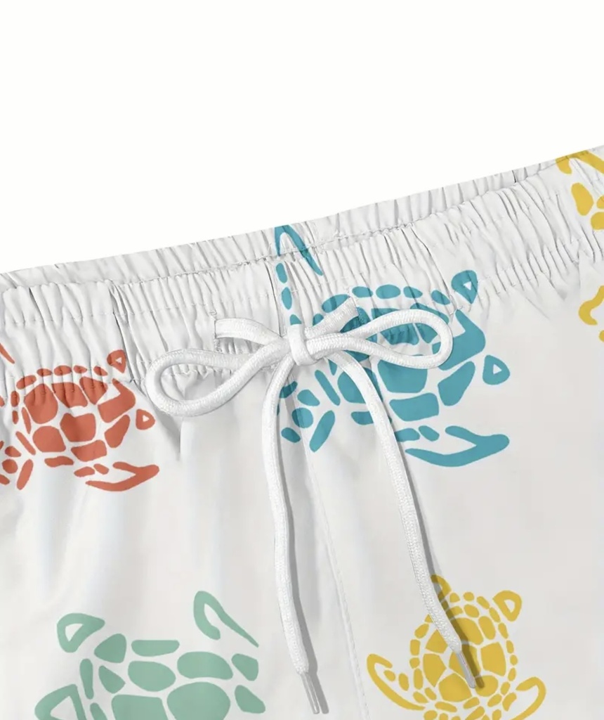 Men's Turtles White double layer beach Shorts    