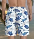 Men's Blue Turtles  white Beach Shorts  