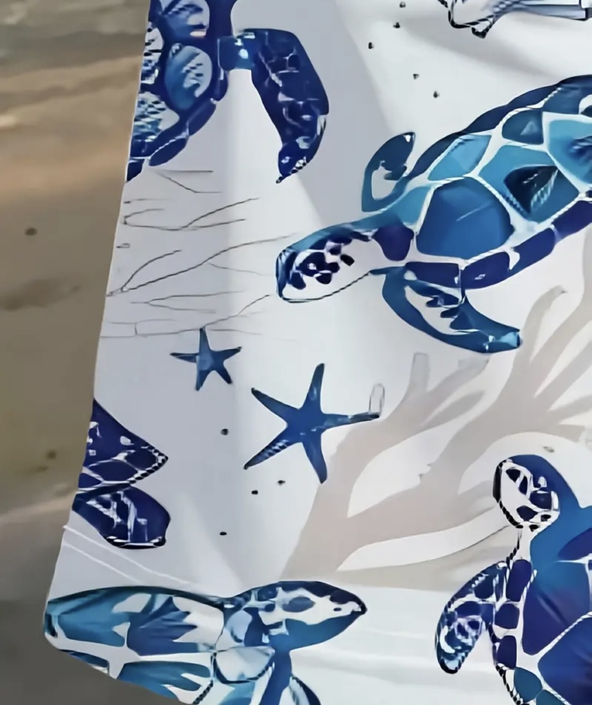 Men's Blue Turtles  white Beach Shorts  