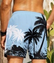 Men's Tropical Palm trees blue Beach Shorts  