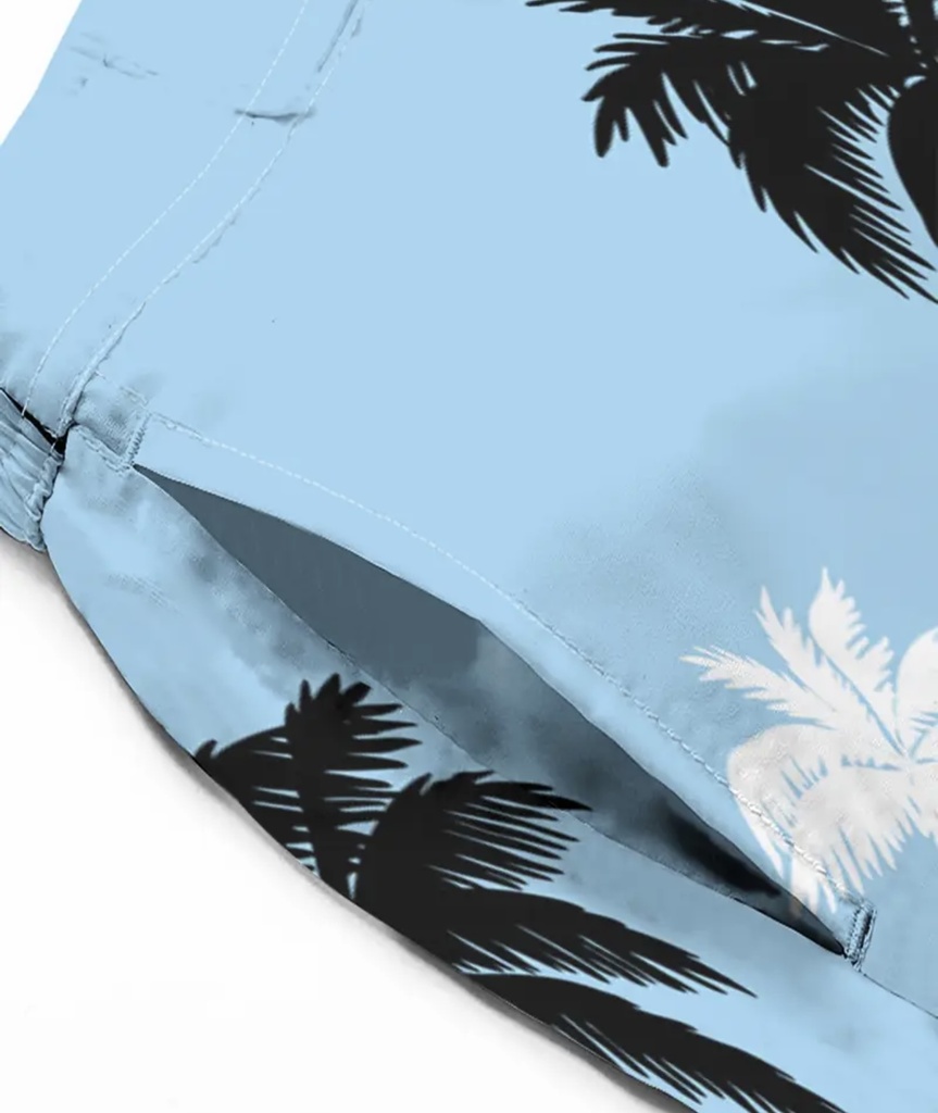 Men's Tropical Palm trees blue Beach Shorts  