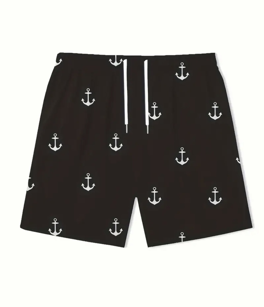 Men's anchor black beach Shorts  